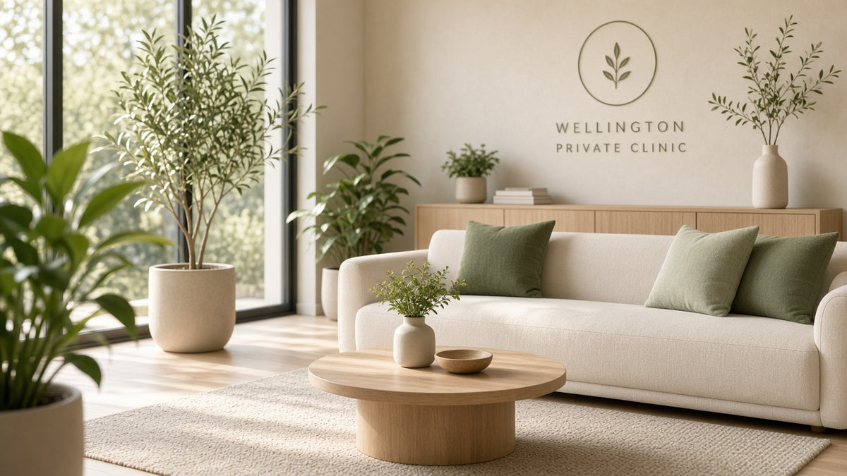 Calm modern clinic waiting room